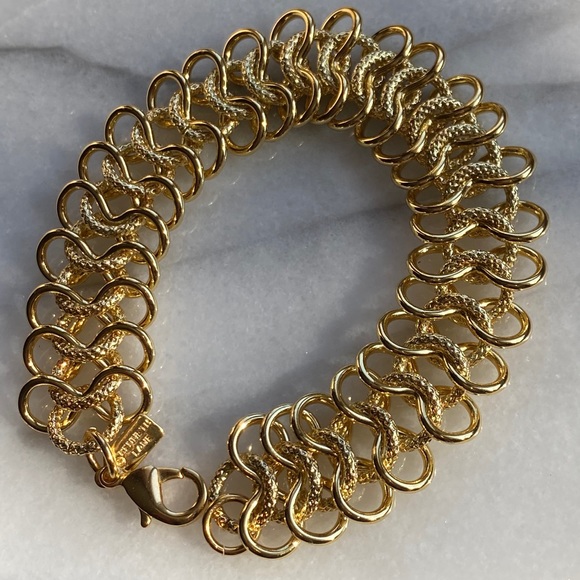 Kenneth Jay Lane 22K Gold Plt Mega Wide Bracelet Y2K - Picture 11 of 16